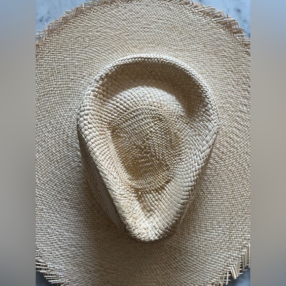 NWOT SUNSHINE TIENDA SUSANA WIDE BRIMMED PALM FRINGE HAT XS/S